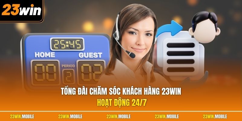Tổng đài chăm sóc khách hàng 23Win hoạt động 24/7
